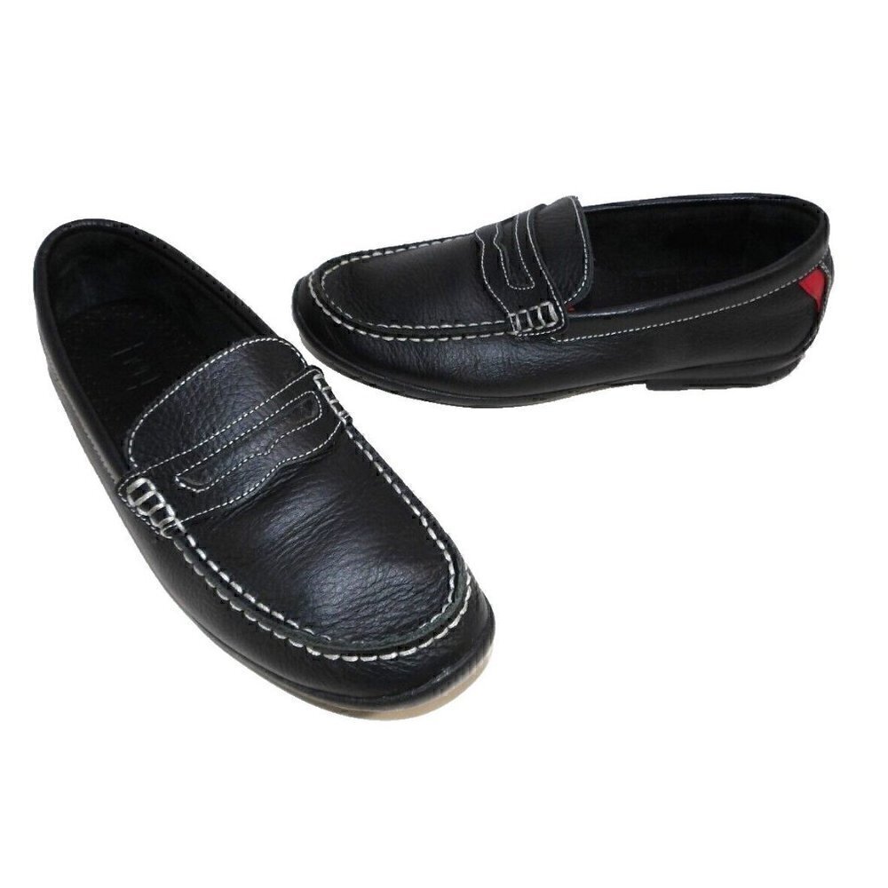 FOOTJOY black leather loafers, moccasins with red accents men's size 7 M